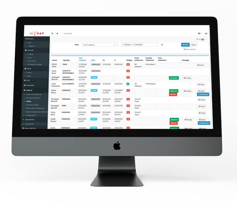app gestione ferie e permessi: il Back Office del gestionale MyNet
