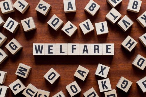 scritta: welfare aziendale realizzata con lettere in legno
