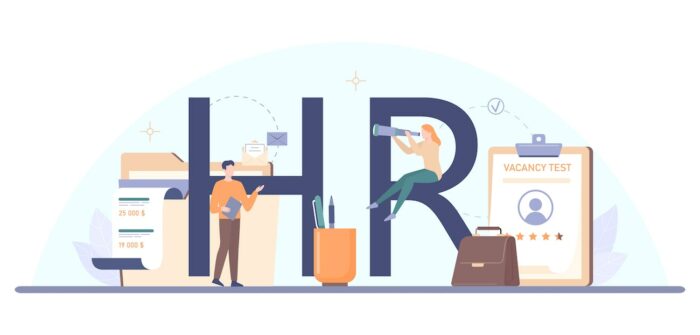 la piattaforma hr o software hr: immagine vettoriale con HR