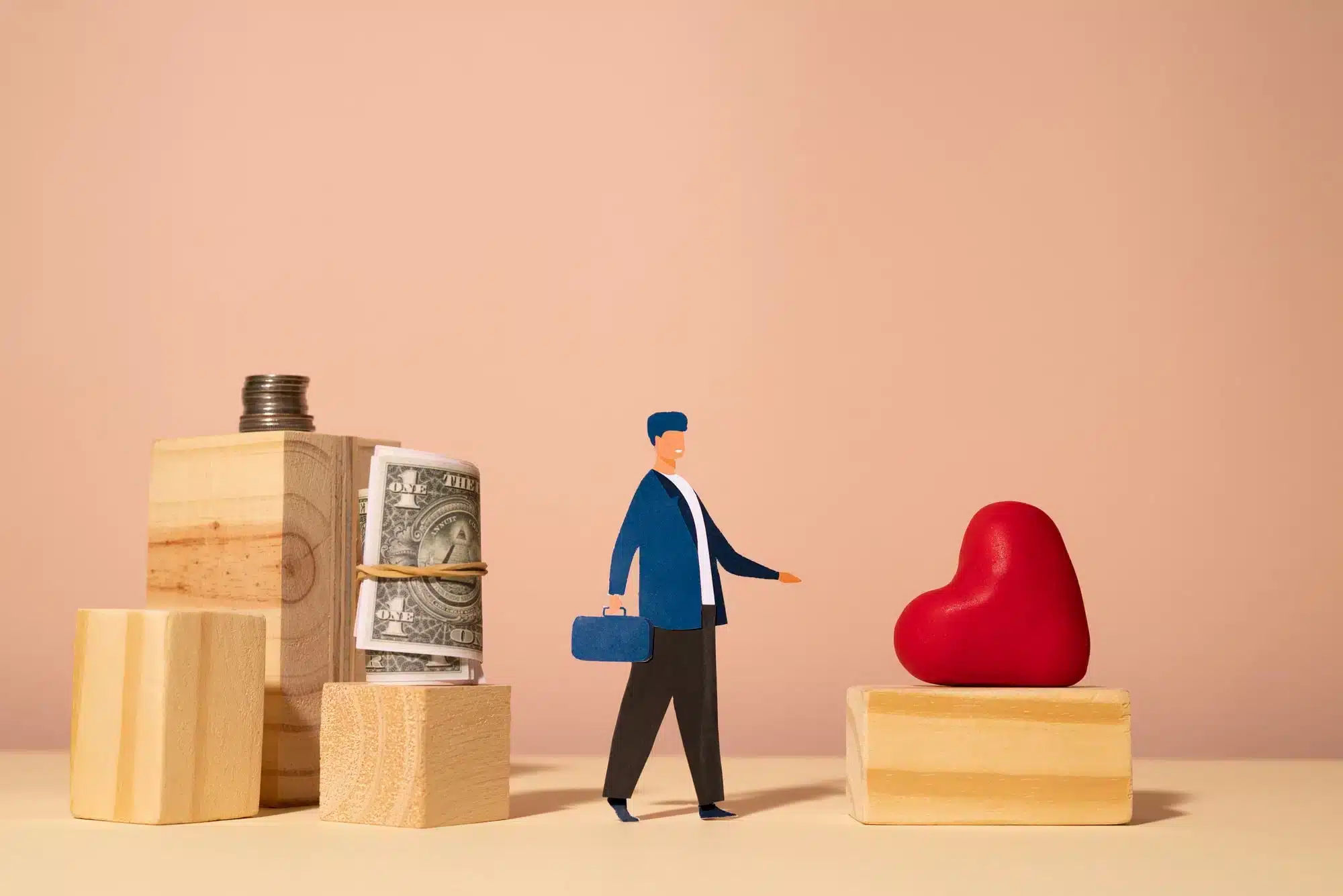 Fringe benefit: un'opportunità strategica per gli HR Manager fringe benefit cosa sono: fumetto di lavoratore che sceglie il cuore al posto dei soldi